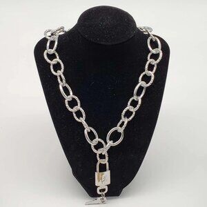 Authentic Louis Vuitton Lock & Key with Unbranded Silver Plated Chain Necklace